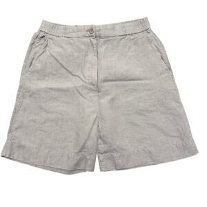 COS High-Waisted Pleated Linen Shorts Casual Preppy Minimalist Beige Size M